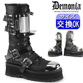 オリジナル画像あり Demonia デモニア 厚底ブーツ 黒 ブラック ユニセックス レディース メンズ 人気 パンク ロック ゴシック ゴス レディース ファッション シューズ 靴 厚底靴 ごつい ゴツめ V系 サイバー 韓国系 原宿系 GRAVEDIGGER-250 公式 正規店