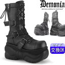 【3ヶ月保証&特典付】デモニア demonia 厚底 ブーツ 黒 超厚底 ミドルブーツ コンバットブーツ ミリタリーブーツ ワークブーツ 10cm ヒール 靴 パンク ロック ゴシック メンズ シューズ 盛れる ごつい V系 韓国系 レディース DEMONIA 公式 BOXER-230 BOX230/BVL 即納_DM