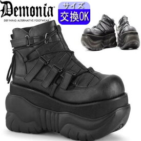 【3ヶ月保証&特典付】デモニア demonia 厚底スニーカー ヒールスニーカー 黒 10cm/センチ ヒール ユニセックス レディース メンズ パンク ロリータ ゴシック ゴス 靴 厚底靴 ごつい V系 サイバー韓国 DEMONIA 公式 BOXER-13 BOX13/BVL 即納_DM