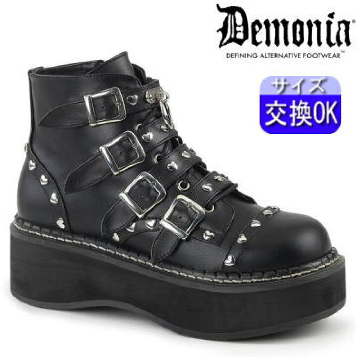 【3ヶ月保証&特典付】デモニア demonia 厚底スニーカー ヒールスニーカー 黒 10cm/センチ ヒール ユニセックス レディース メンズ パンク ロリータ ゴシック ゴス 靴 厚底靴 ごつい V系 サイバー韓国 DEMONIA 公式 BOXER-13 BOX13/BVL 即納_DM