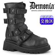 DEMONIA |6.3cmヒール|22.5cm〜28cm| デモニア 厚底ブーツ 黒 ミドルブーツ コンバットブーツ ミリタリー…