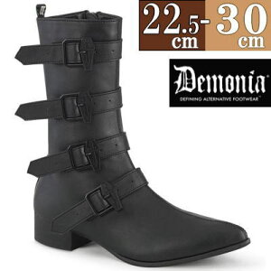 【3ヶ月保証&特典付】デモニア demonia ブーツ ミドルブーツ 黒 ワークブーツ コンバットブーツ ミリタリーブーツ ユニセックス パンク ロック ゴシック ゴス レディース シューズ とんがり 靴