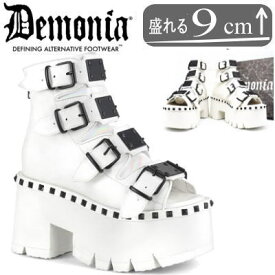 【オリジナル画像追加】 Demonia デモニア 厚底ブーツ 白 厚底スニーカー オープントゥ パンク ロック ロリータ ゴシック ゴス ゴスロリ レディース メンズ ファッション シューズ 靴 厚底靴 ごつい ゴツめ V系 サイバー 公式 正規店