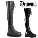 【おまけ付き】 DEMONIA |厚底5cm|21.5cm〜28cm| デモニア 厚底ブーツ 黒 合皮 ロングブーツ ニーハイ サイハイ 人気 …