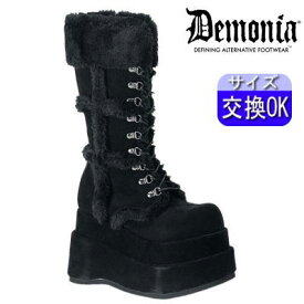 オリジナル特典付 デモニア demonia 厚底ブーツ ブラック ミドルブーツ ロングブーツ コンバットブーツ ミリタリーブーツ ワークブーツ おしゃれ 人気 パンク ロック ゴシック ゴス ゴスロリ レディース 靴 ごつい V系 DEMONIA 公式 BEAR-202 BEAR202/B/PU 即納