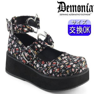 【3ヶ月保証&特典付】デモニア demonia ラバーソール ローファー 花柄 おでこ靴 レディース 靴 人気 パンク ロック ロリータ ゴシック ゴス ゴスロリ ごつい V系 サイバー 量産型 地雷系 DEMONIA