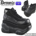 DEMONIA BOXER-01|厚底10cm| デモニア 厚底スニーカー ヒール 10センチ 黒 ブラック ウェッジソール ダッド ボリューム スニーカー 超厚底靴 パンク ロック ごつい ゴツい 量産型 地雷系 レディース シューズ メンズ 靴 即納 公式 BOXER/B/PU