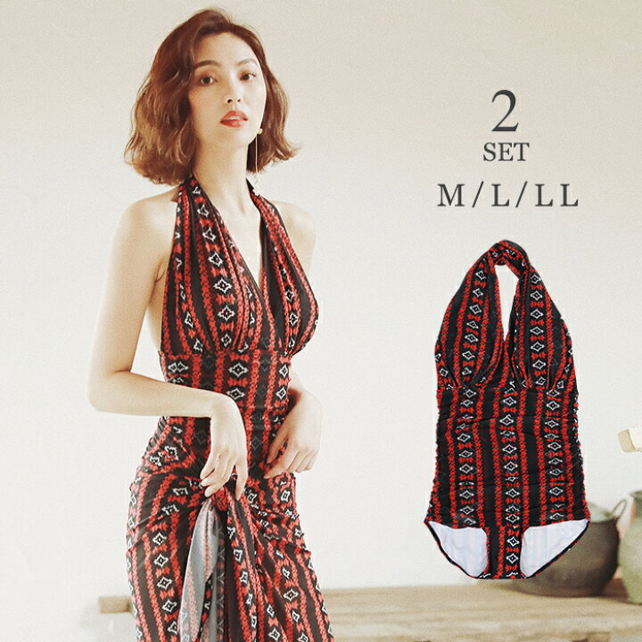 楽天市場 水着 レディース 体型カバー モノキニ ワンピース ホルターネック 背中見せ セクシー エスニック柄 パレオセット ママ水着 ミセス 大人 ワンピース水着 代 30代 40代 50代 通販 M L Ll Sexyqueen セクシークイーン