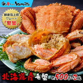 楽天市場 早割2 000円offクーポンで9 999 7 999円 年末年始予約ok 北海道オホーツク産 浜茹で毛蟹 大型500gサイズ 2尾入 合計1kg 堅蟹 カタガニ かたがに ケガニ 毛ガニ かに カニ お祝い お歳暮 お年賀 プレゼント お歳暮 海の幸なのに