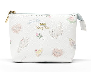 Daisy Rico 猫 総柄 ミニポーチ 猫グッズ 猫 ねこ ネコ 猫柄 レディース 仕切り 仕切り付き 2層 ポーチ 小さめ コスメポーチ メイクポーチ 化粧ポーチ 小物入れ 可愛い かわいい おしゃれ 大人 軽
