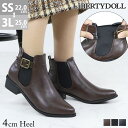 ブーツ レディース サイドゴア ショートブーツ ローヒール 4cmヒール バックル付き レザー 合成皮革 22.5-25.0cm LiBERTYDOLL リバティードール No.9004 ポインテッドトゥ 袴