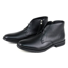 ブーツ メンズ 幅広 4E ショート丈 紐靴 サイドジップ ローヒール 歩きやすい 履きやすい 滑りにくい チャッカブーツ スエード レザー 合成皮革 2.5cmヒール No.6339 25.0cm-27cm 黒 ブラック 茶 ブラウン Dedes デデス