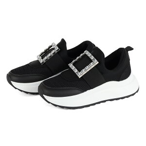 スニーカー 厚底 レディース 白 ビジュー キラキラ ローカット ダッドスニーカー きれいめ 5.5cmヒール 合成皮革 黒 スリッポン 履きやすい 歩きやすい ホワイト ブラック No.1622 23-25cm ラブハ