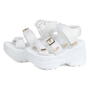 サンダル レディース 厚底 スポーツサンダル ストラップ 白 黒 歩きやすい 疲れにくい 軽量 かわいい スポサン おしゃれ ベルクロ サイズ調整 ハイヒール 8.5cmヒール ブラック ホワイト 夏 No.