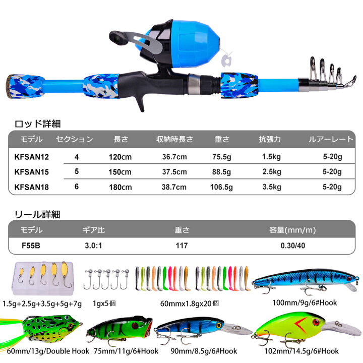 楽天市場 子供用ルアー リール ロッド 収納バッグセット 1 5ｍ 入門 竿 釣り竿 ワーム スピニングリール ベイトリール アシストフック 淡水 海水 釣り フィッシング トリプルフック リール メタルジグ ワーム ジグヘッド ブラックバスフィッシング サビキ ちょい投げ
