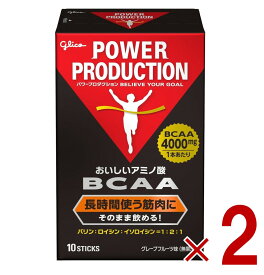 【P3倍 15日限定】グリコ BCAA パワープロダクション おいしいアミノ酸 BCAAスティックパウダー 筋持久系アミノ酸 グレープフルーツ風味 1本(4.4g)×10本 2個