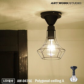 【レビューでプレゼント】ART WORK STUDIO AW-0475E Polygonal-ceiling A ポリゴナルシーリング Aタイプ BK ブラック おしゃれ シーリングライト 天井照明 簡単取付 西海岸 インダストリアル アメリカン LED電球付き アートワークスタジオ