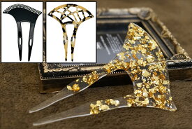 【簪 かんざし バチ型 クリア 金箔/銀箔/べっ甲/ラインストーン】ばち型 髪飾り 浴衣 着物 和装 ヘアピン 結婚式 リボン コーム パール ピン 成人式 花魁 訪問着 ヘアセット 鼈甲 ヘアセット ヘアアクセサリー 大きい おしゃれ 振袖