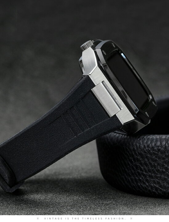 ブラック 44mm アップルウォッチバンド ラバーベルト カバー Apple  