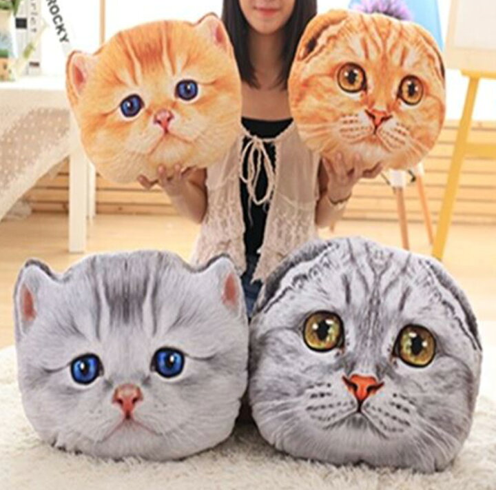 楽天市場】【リアルな猫の顔クッション】 ねこ 顔 フェイス クッション 