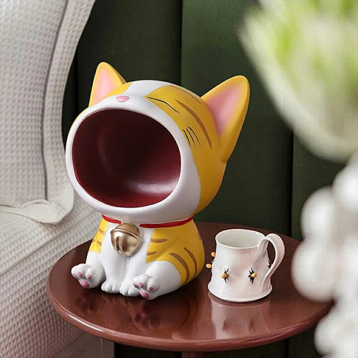 楽天市場】【大きなお口の猫の置物 小物入れ】 アクセサリー スタンド 