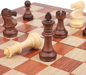 チェスセット マグネット式チェス 木目 折りたたみチェスボード 収納バッグ付き