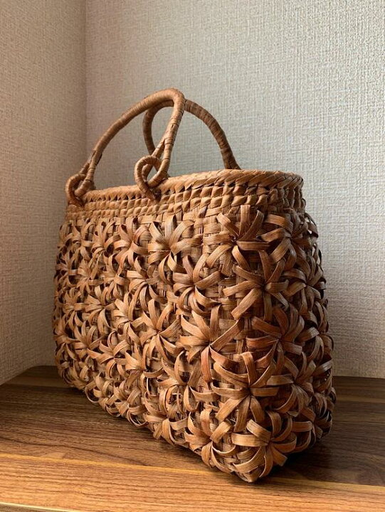 楽天市場】山葡萄 山葡萄かごバッグ 手作り 籠バッグ 立体花 内布あり 