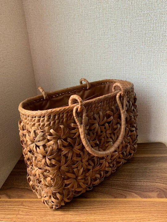 楽天市場】山葡萄 山葡萄かごバッグ 手作り 籠バッグ 立体花 内布あり 