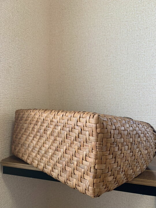 楽天市場】山葡萄かごバッグ 手作りかごバッグ 網代編み Lサイズ 内布 