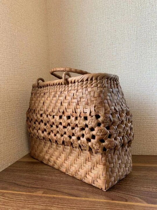 楽天市場】山葡萄 山葡萄かごバッグ 手作り 籠バッグ 網代編み、薔薇花 