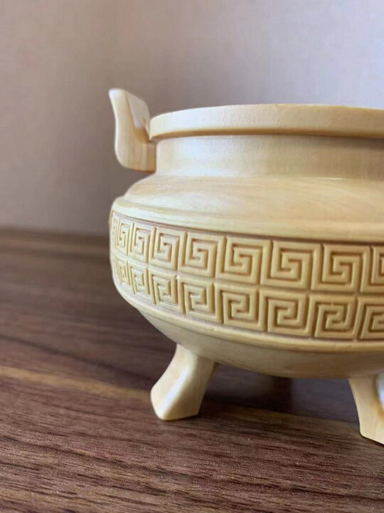 楽天市場】仏具 香炉 吉祥回字紋 ツゲ 木彫 (約)高10cm×幅9cm×奥行9cm 