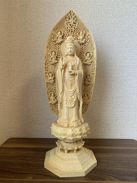 楽天市場】【楽天スーパーセール】仏像 木彫り 観音菩薩像 檜木 木彫 
