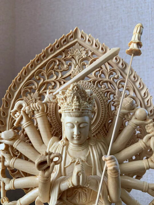 楽天市場】仏像 准胝観音菩薩 準胝観音 准胝観音菩薩像 檜木 木彫り  