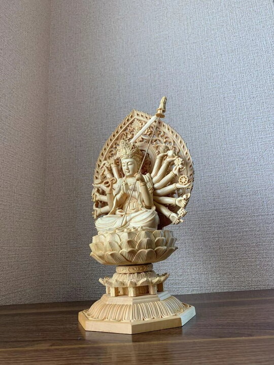楽天市場】仏像 准胝観音菩薩 準胝観音 准胝観音菩薩像 檜木 木彫り  