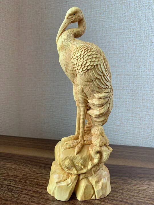 楽天市場】木彫 鶴 長寿 ツゲ (約)高20cm×幅5.8cm×奥行7.5cm 彫刻 : 星 