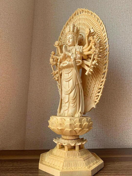 楽天市場】仏像 千手観音菩薩 千手観音菩薩像 檜木 木彫 仏具 (約)高 