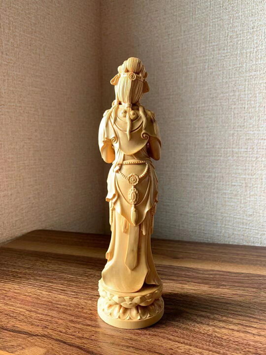 楽天市場】仏像 観音菩薩 観音菩薩様像 ツゲ 木彫 仏具 (約)高20cm×幅 