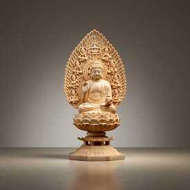 仏像 薬師如来 薬師瑠璃光如来 薬師如来坐像 飛天光背 (約)高28cm×幅12cm×奥行12cm 木彫 檜木 仏具
