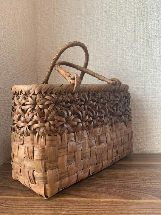 楽天市場】山葡萄 山葡萄かごバッグ 手作り カゴバッグ 内布付き 市松 
