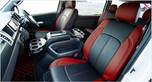 エセックス(ESSEX/CRS) シートカバー ブラック×レッド 200系ハイエースバン・スーパーGL