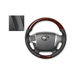 レアル(REAL)天然本木目本牛革 ブラウンウッドステアリング ブラックユーロステッチ 200系ハイエース4型