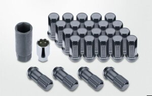 エセックス(ESSEX/CRS) レーシングナット24本ロックナット付 シルバー/ブラック【キャラバン用】