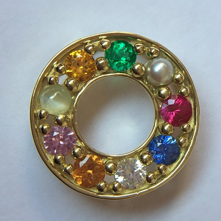 楽天市場】ナワラタナ K18YG アミュレット マルチカラー ペンダント 