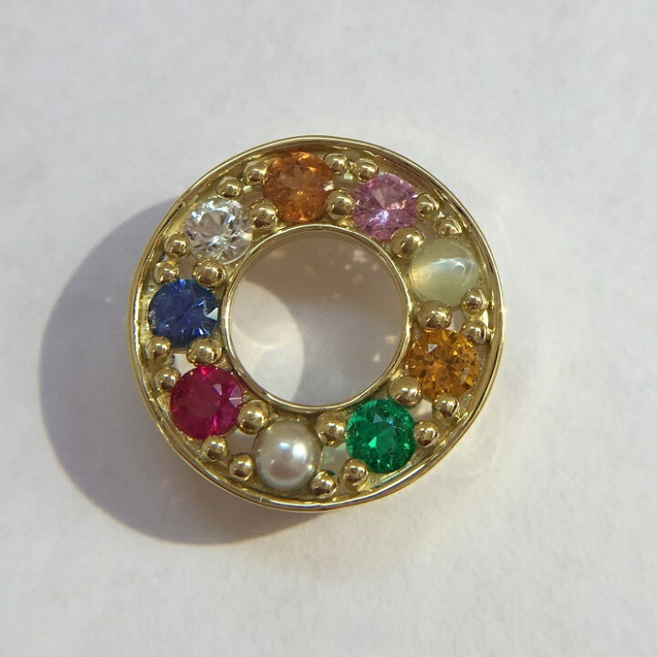 楽天市場】ナワラタナ K18YG アミュレット マルチカラー ペンダント  