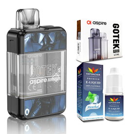 Aspire GOTEK S 電子タバコ ベイプ VAPE POD スターターキット 本体 電子タバコ タール ニコチン0 ポッド 水蒸気 電子 シーシャ 持ち運び おすすめ 電子タバコ ベイプ 爆煙 禁煙 ニコチンゼロ ノンニコチン ニコチンフリー ゴーテックS