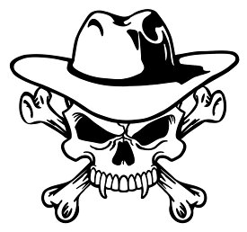 カウボーイスカル　Type02 ステッカー 車 かっこいい おしゃれ バイク ヘルメット タンク シール　タトゥー