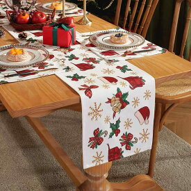 テーブルクロス テーブルランナー クリスマス柄 撥水 汚れ防止 ポリエステル綿 厚手 おしゃれ モダン テーブルマット 食卓カバー パーティー用 ホームデコレーション レッド系 グリーン系