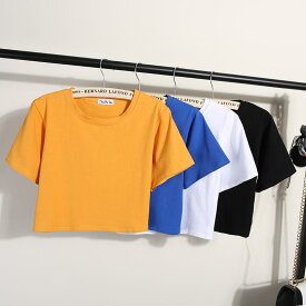 Tシャツ レディース クロップド丈 半袖 ゆったり ハイウエスト対応 春夏 カジュアル シンプル 普段着 デイリーユース お出かけ
