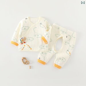 ベビー服 上下セット 新生児 肌着 厚手 綿100% キルトニット 赤ちゃん 長袖 パジャマ ズボン あったか 秋冬 かわいい 恐竜 バナナ ウサギ柄 52cm 59cm 66cm