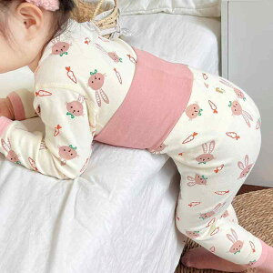 子供用パジャマ 上下セット 女児 男児 ベビー 赤ちゃん 綿100% 長袖 厚手 あったか 保温 高腰 腹巻付き 寝巻き ルームウェア かわいい カートゥーン柄 秋冬